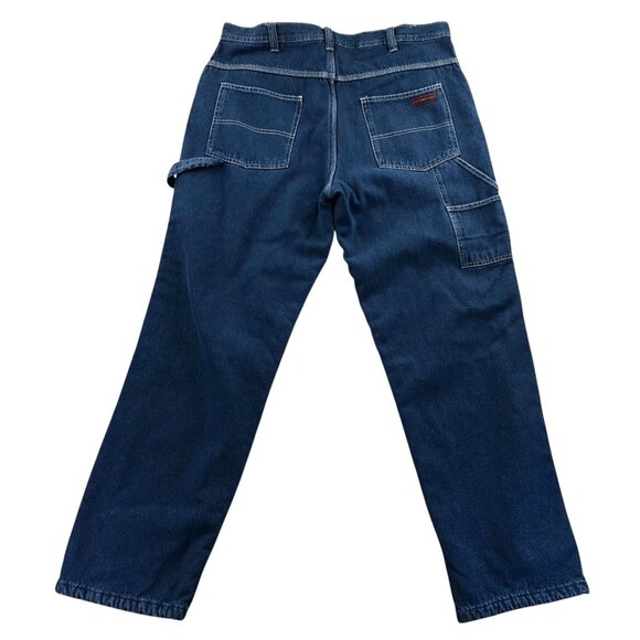 Five Brother Mens Carpenter Jeans Size 38x32 Blue Denim Fleece Line Workwear - Picture 2 of 16